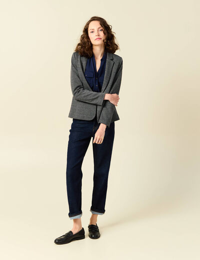 Chemise manches longues bleu marine femme
