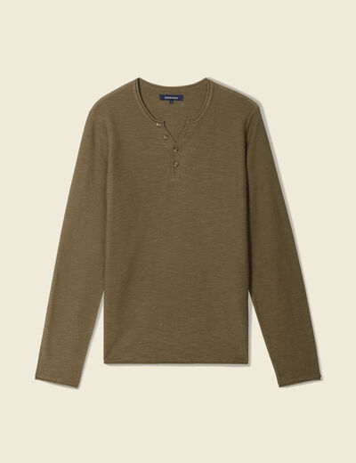 Pull manches longues vert kaki homme