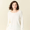 Pull manches longues r&eacute;versible ecru femme