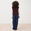 Cardigan droit sans manches doubl&eacute; bordeaux femme