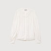 Blouse ajour&eacute;e col rond manches longues ecru femme