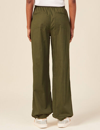 Pantalon battle bas élastiqué vert kaki femme