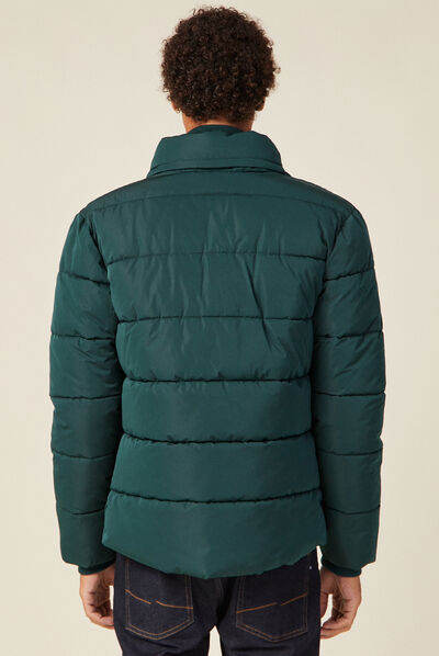 Doudoune droite zippée vert foncé homme