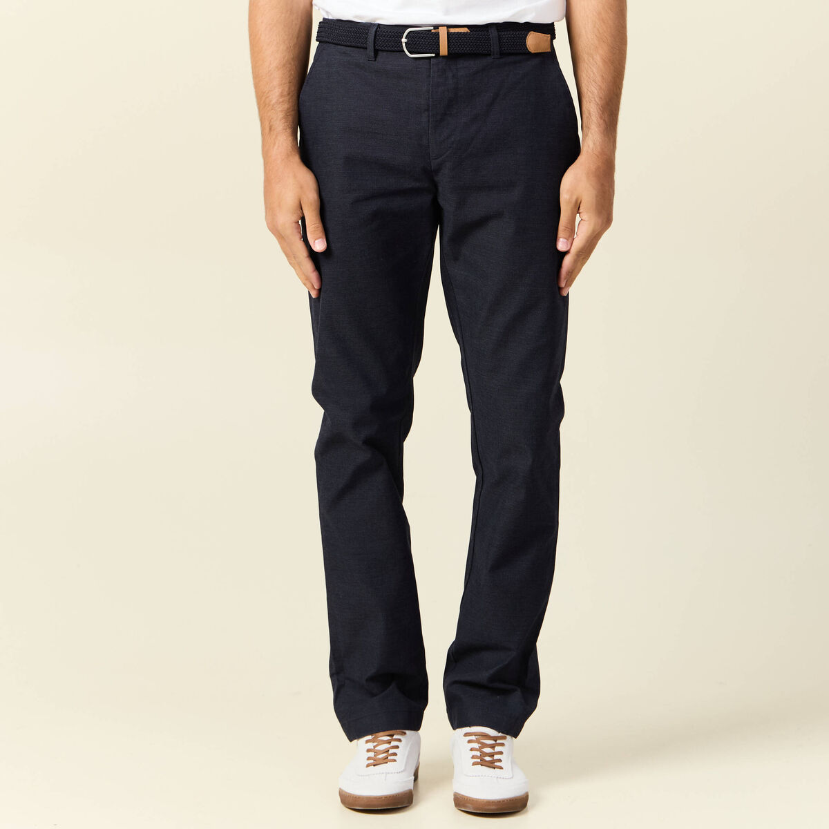 Pantalon chino straight bleu marine homme