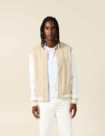 Veste teddy éco-responsable beige homme