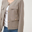 Veste &agrave; carreaux manches longues marron femme