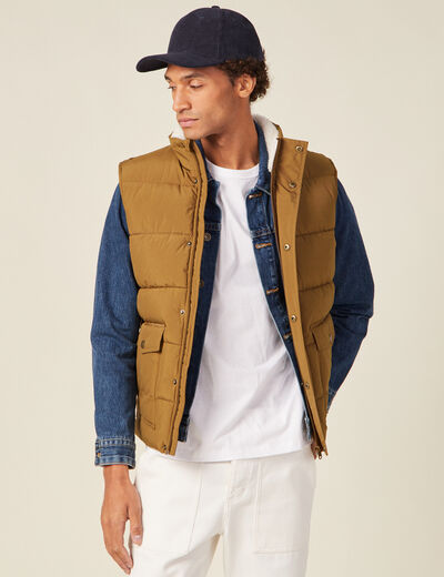 Doudoune droite sans manches beige homme
