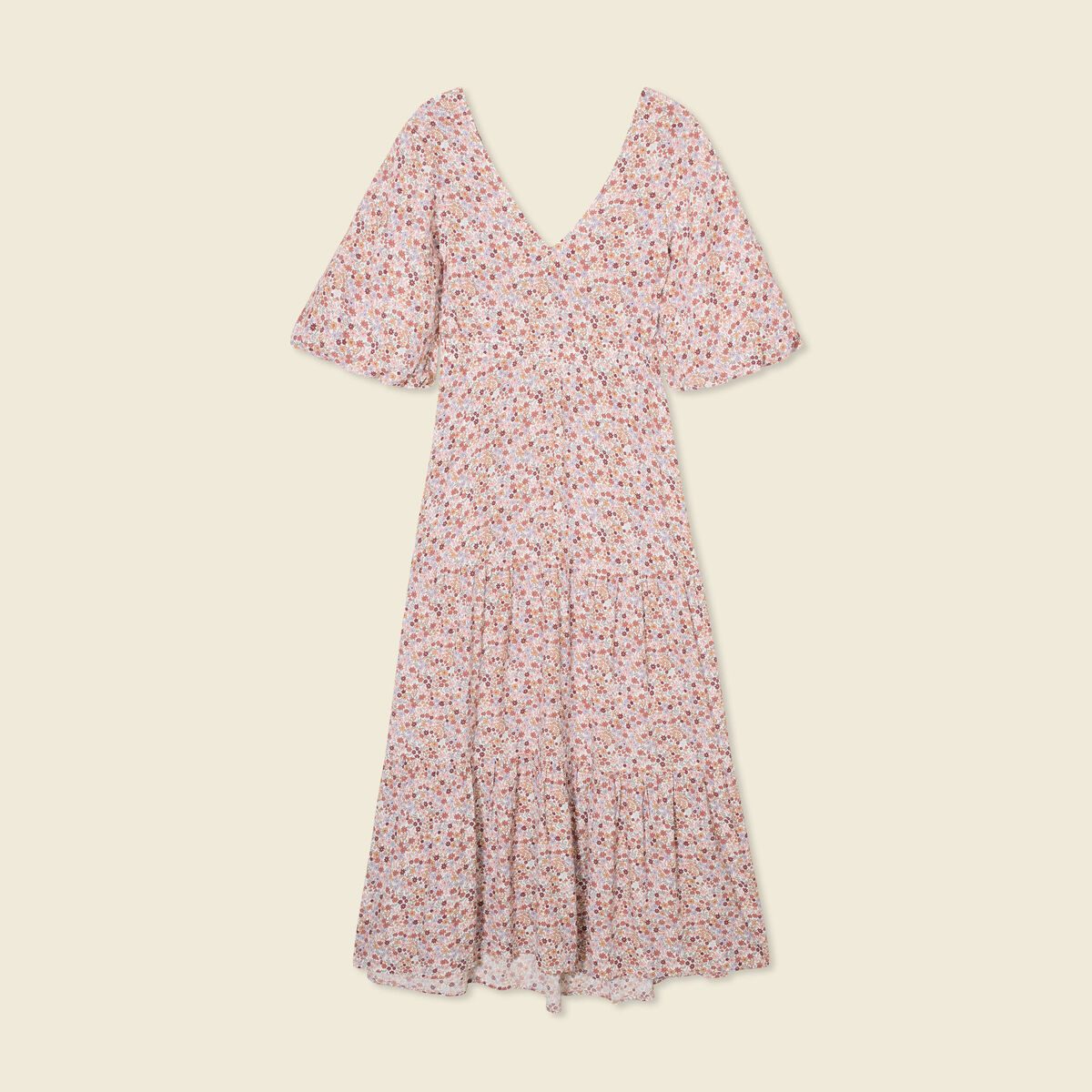 Robe longue évasée ivoire femme