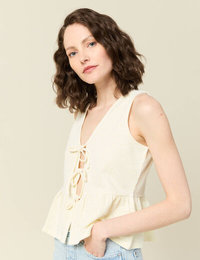 Blouse sans manches jaune pastel femme