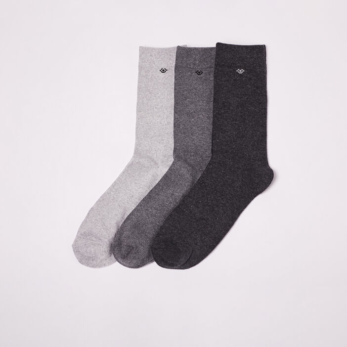 Lot 3 paires de chaussettes unies gris clair homme