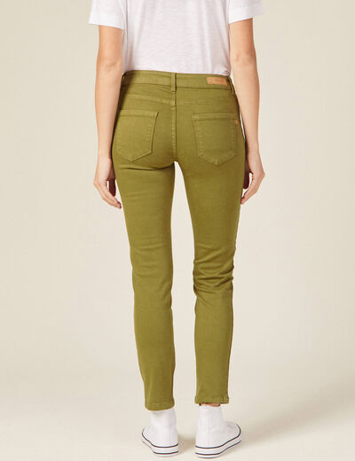 Pantalon slim 7/8ème vert kaki femme