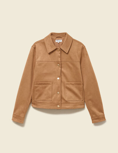 Blouson manches longues col classique marron femme