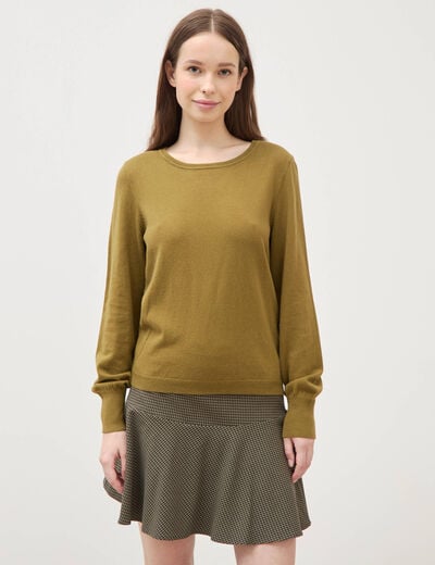 Pull manches longues vert kaki femme