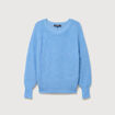 Pull manches longues col rond bleu clair femme