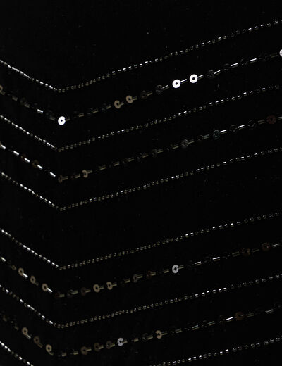 Jupe doubl&eacute;e broderie effet brillant noir femme