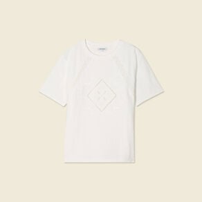 t shirt manches courtes brode ecru femme T-shirt manches courtes brodé ecru femme