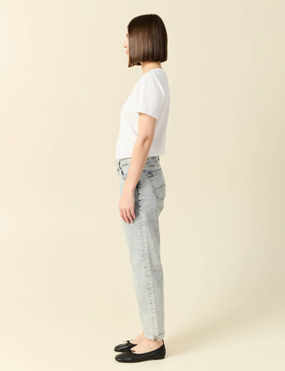 Jeans girlfriend 5 poches denim snow bleu femme