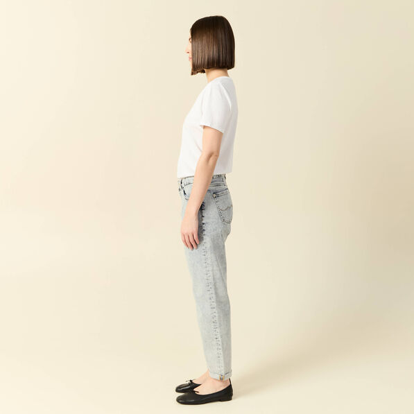 Jeans girlfriend 5 poches denim snow bleu femme