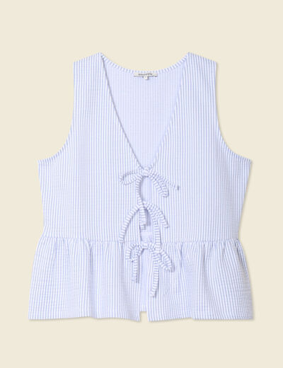 Blouse sans manches bleu pastel femme