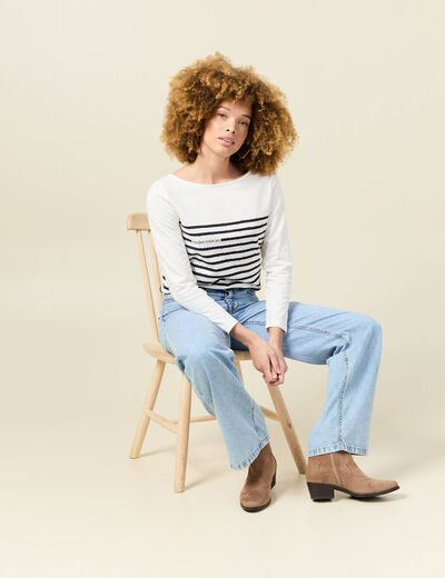 T-shirt manches longues ecru femme
