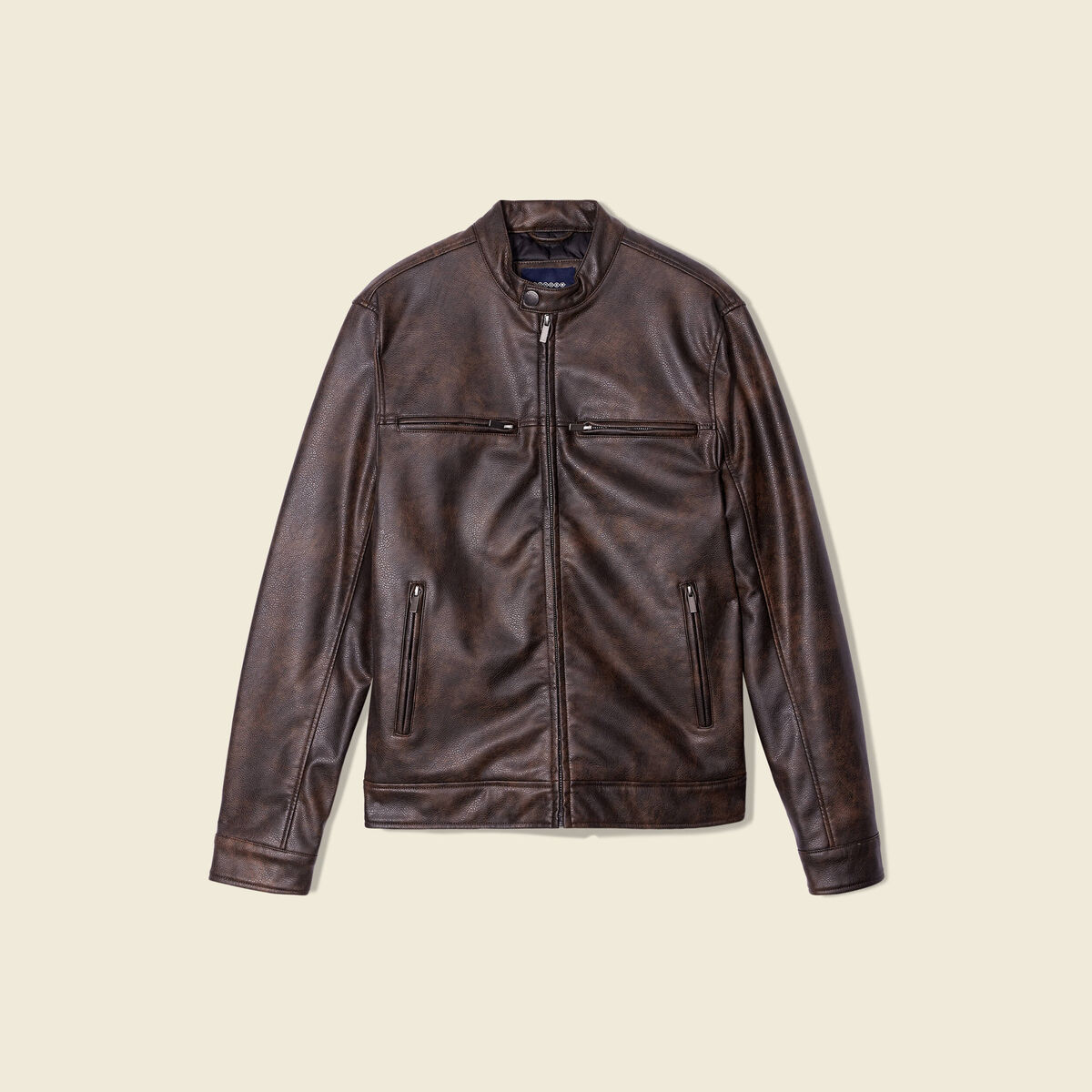 Blouson simili cuir vert kaki homme
