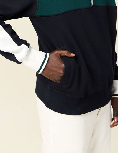 Sweat manches longues bleu marine homme