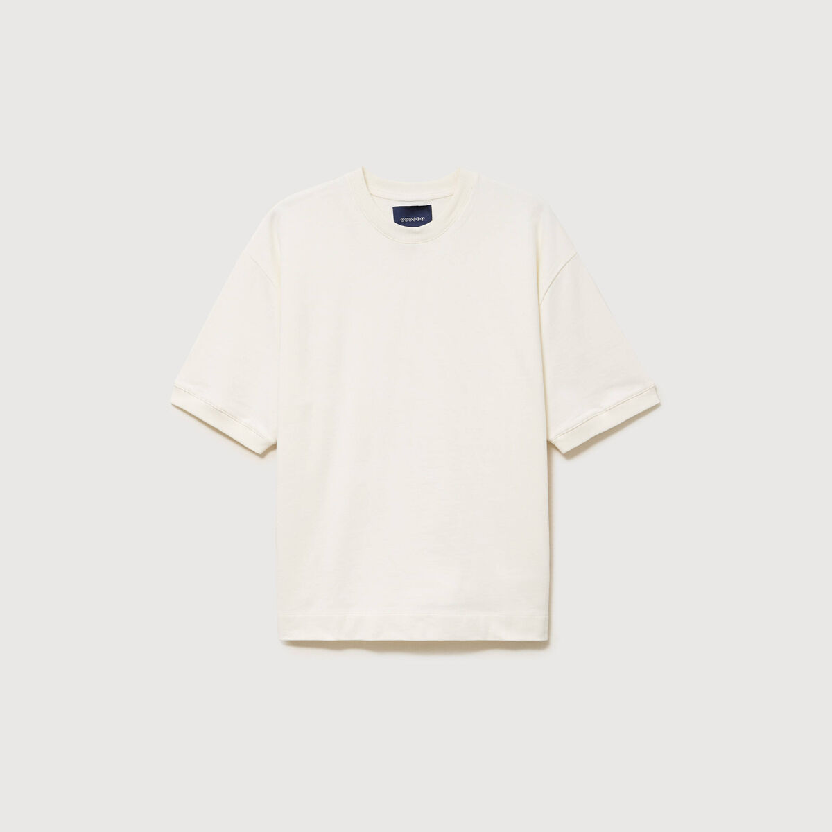 Sweat ample col rond manches courtes ecru homme