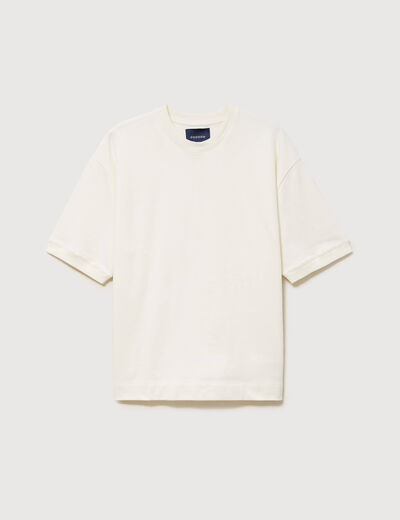 Sweat ample col rond manches courtes ecru homme