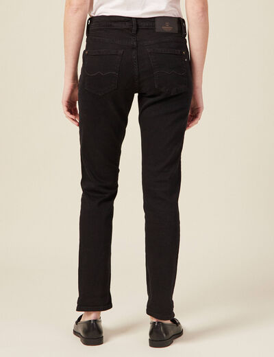 Jeans girlfriend taille haute denim noir femme