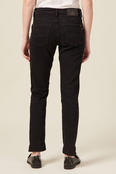 Jeans girlfriend taille haute denim noir femme