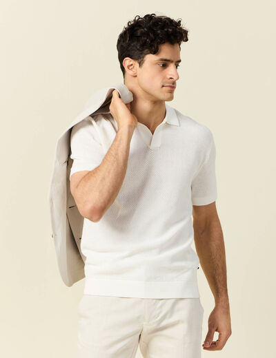 Polo manches courtes ecru homme