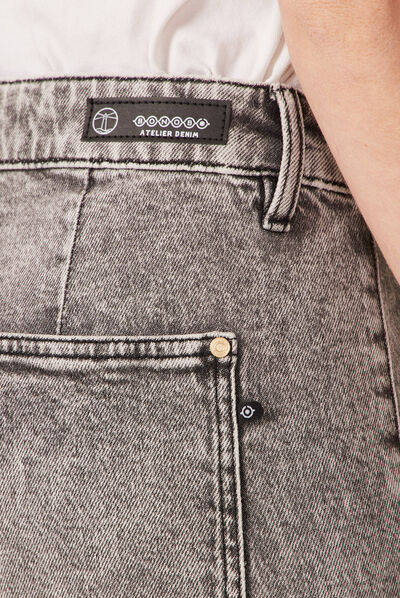 Jeans large poche charpentier denim snow gris femme