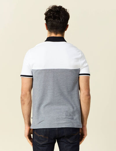 Polo cintr&eacute; manches courtes bleu marine homme