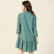 Robe courte &eacute;vas&eacute;e manches longues vert femme
