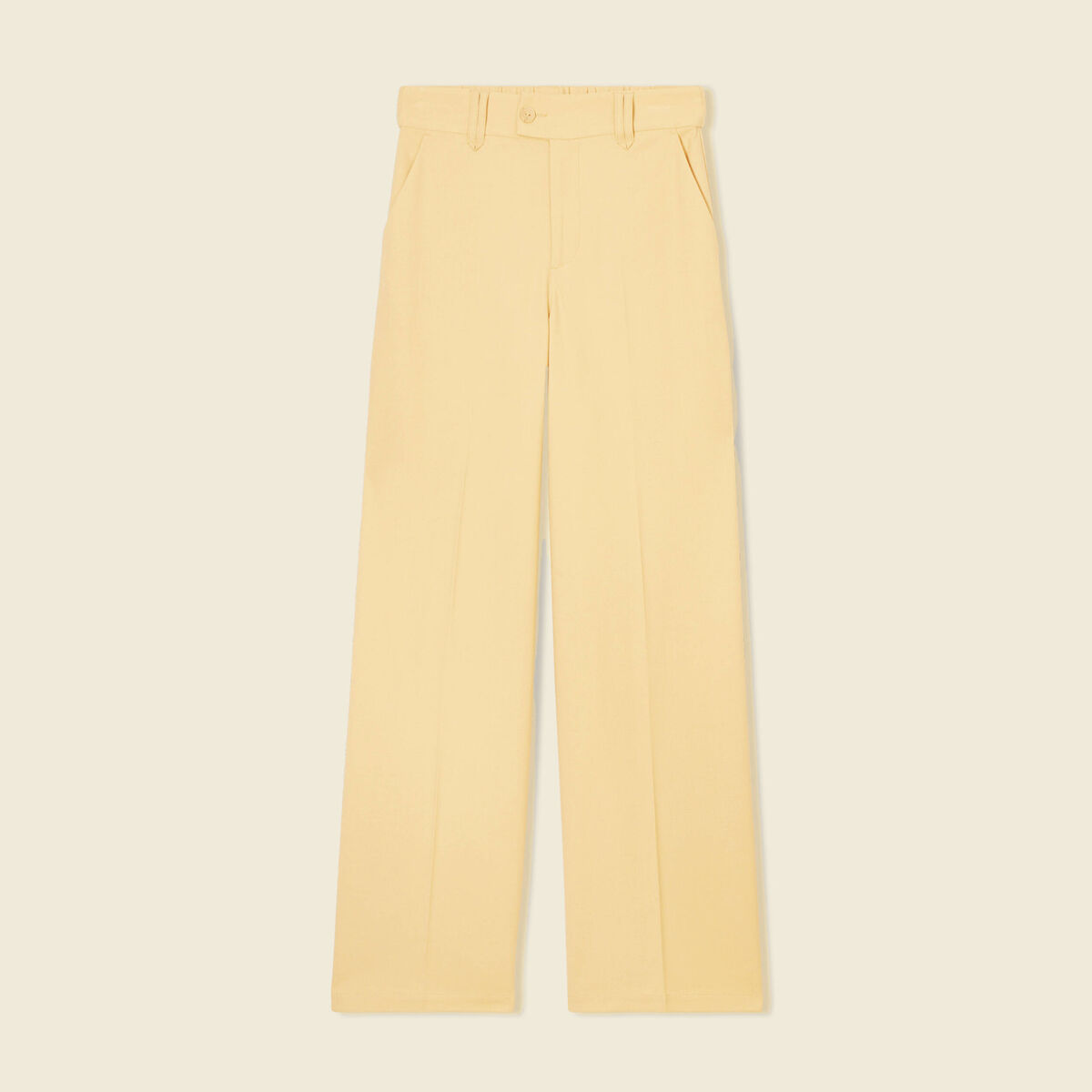 Pantalon city large à pinces beige femme