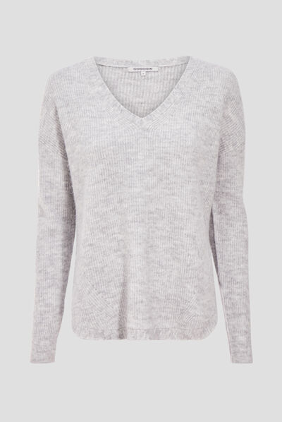 Pull manches longues gris femme