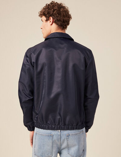 Veste broderie bas resserr&eacute; bleu marine homme