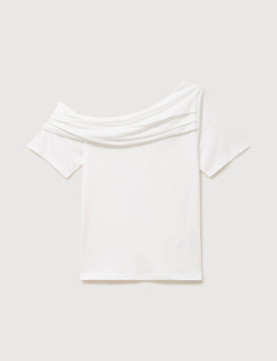 T-shirt ajust&eacute; manches courtes ecru femme