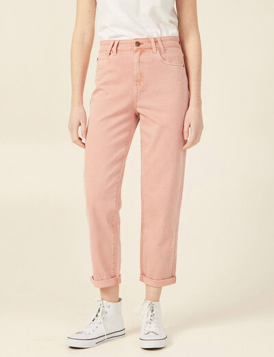 Jeans boyfriend 7/8ème rouge clair femme