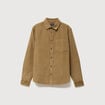 Chemise col classique en velours vert kaki homme