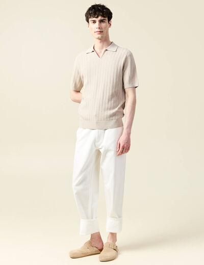 Polo manches courtes beige homme