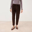 Pantalon barrel taille haute velours marron femme