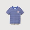 T-shirt ray&eacute; col rond manches courtes bleu electrique femme