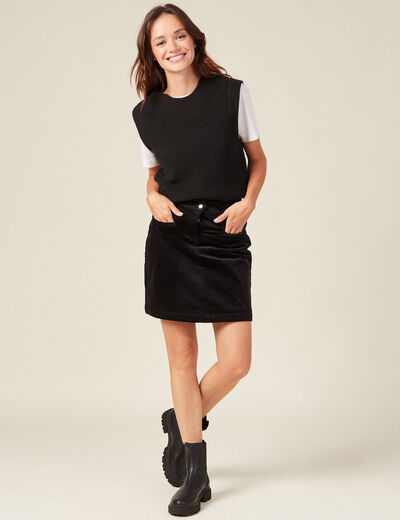Jupe moulante velours noir femme