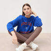 Sweat droit manches longues bleu electrique femme