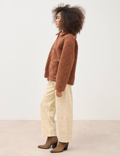 Blouson bouclette marron clair femme