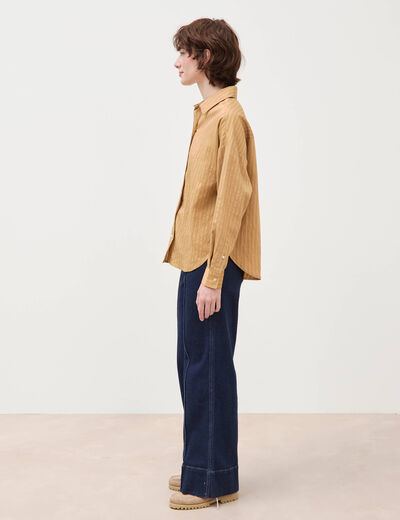 Chemise manches longues fluide camel femme