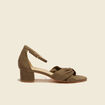 Sandales à talons suédine vert kaki femme