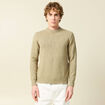 Pull col rond manches longues en coton beige fonce homme