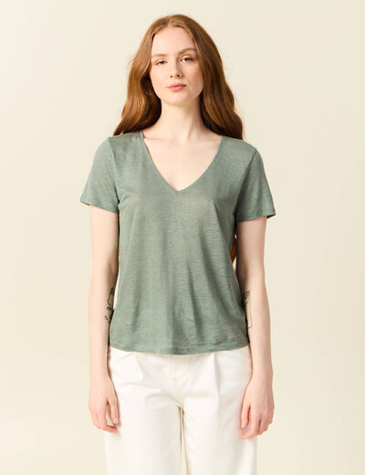 T-shirt éco-responsable vert kaki femme
